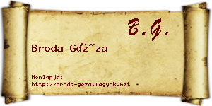 Broda Géza névjegykártya